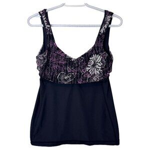 tank top black floral paisley women's S